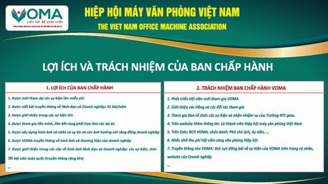 Lợi ích và trách nhiệm của Ban chấp hành VOMA 