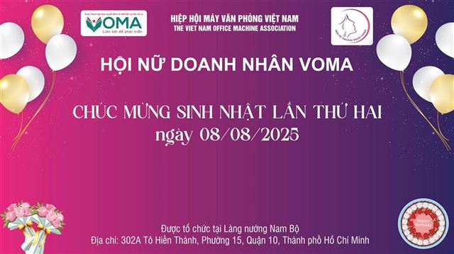 THƯ MỜI THAM DỰ SINH NHẬT HỘI NỮ DOANH NHÂN VOMA LẦN THỨ HAI