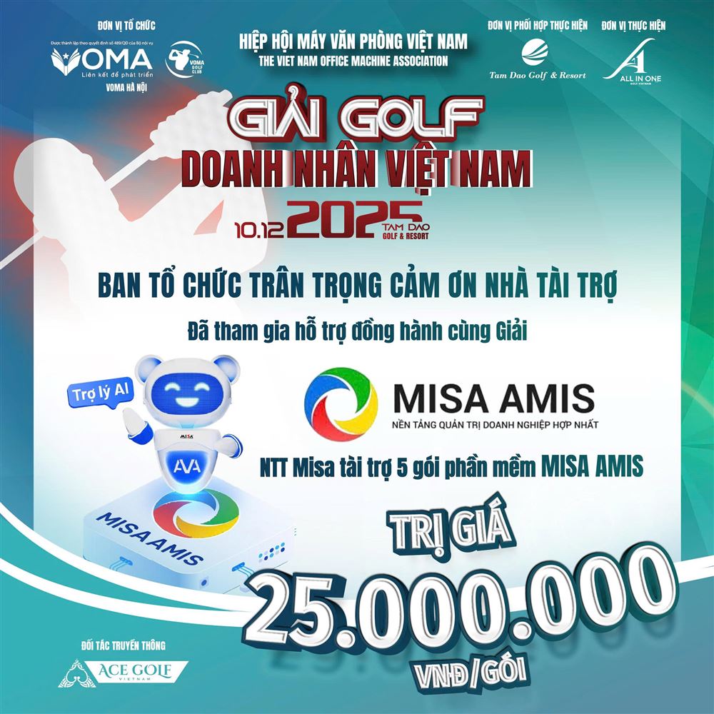 Nhà tài trợ MISA – đơn vị đã đồng hành cùng giải đấu và tài trợ Giải Golf doanh nhân Việt Nam 2025 