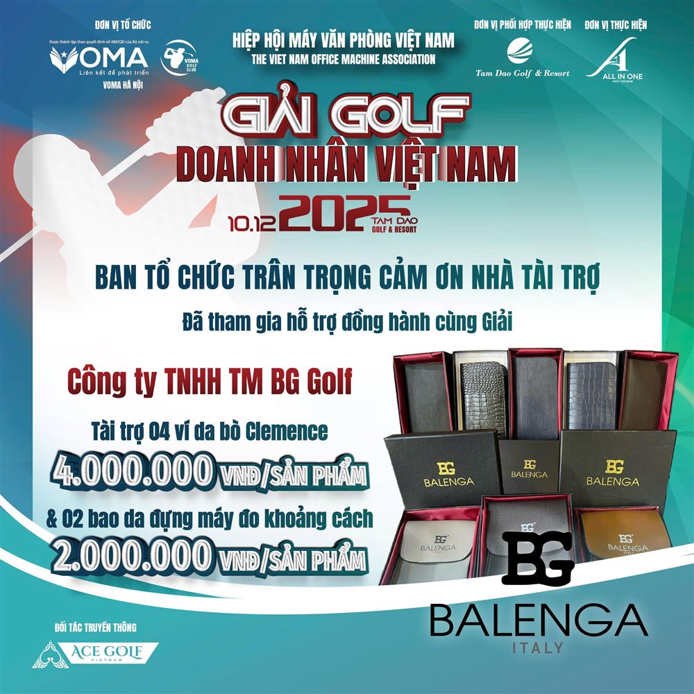 Công ty TNHH TM BG Golf nhà tài trợ cho Giải Golf doanh nhân 2025 