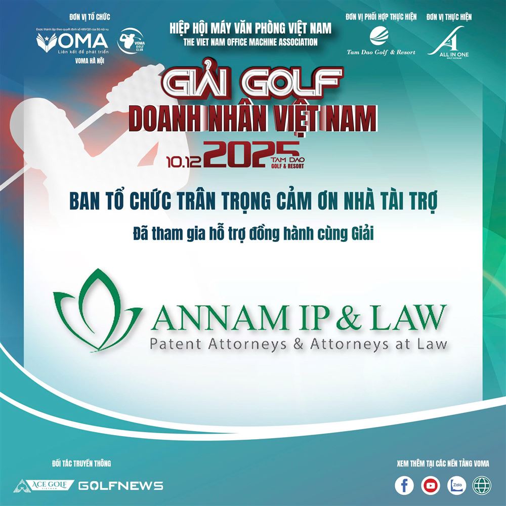 Đại diện Sở hữu Trí tuệ Ân Nam (ANNAM IP & LAW) tài trợ Giải Golf Doanh nhân Việt Nam 2025