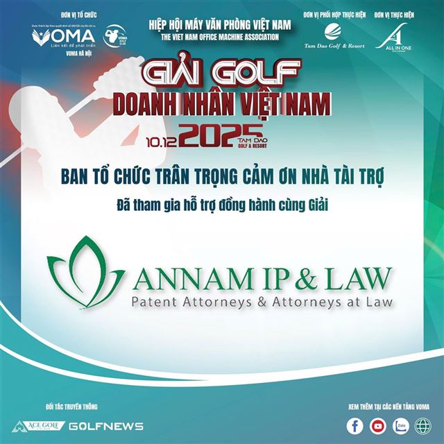 Đại diện Sở hữu Trí tuệ Ân Nam (ANNAM IP & LAW) tài trợ Giải Golf Doanh nhân Việt Nam 2025