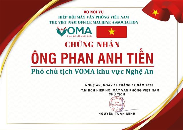  VOMA giới thiệu Ông Phan Anh Tiến – Phó Chủ tịch VOMA khu vực Nghệ An.